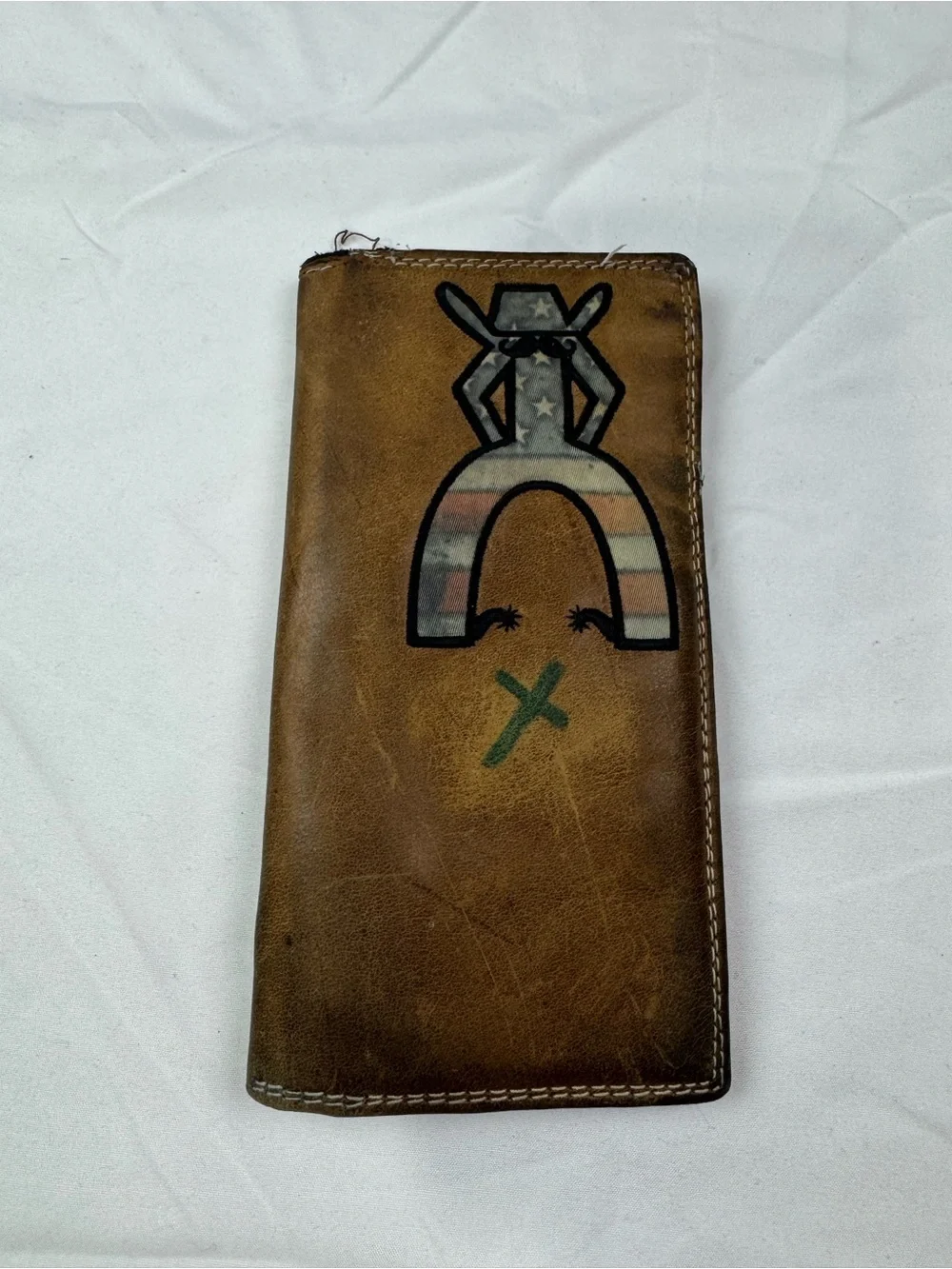 Hooey Brown Leather Long Wallet with Graphic Western Accent